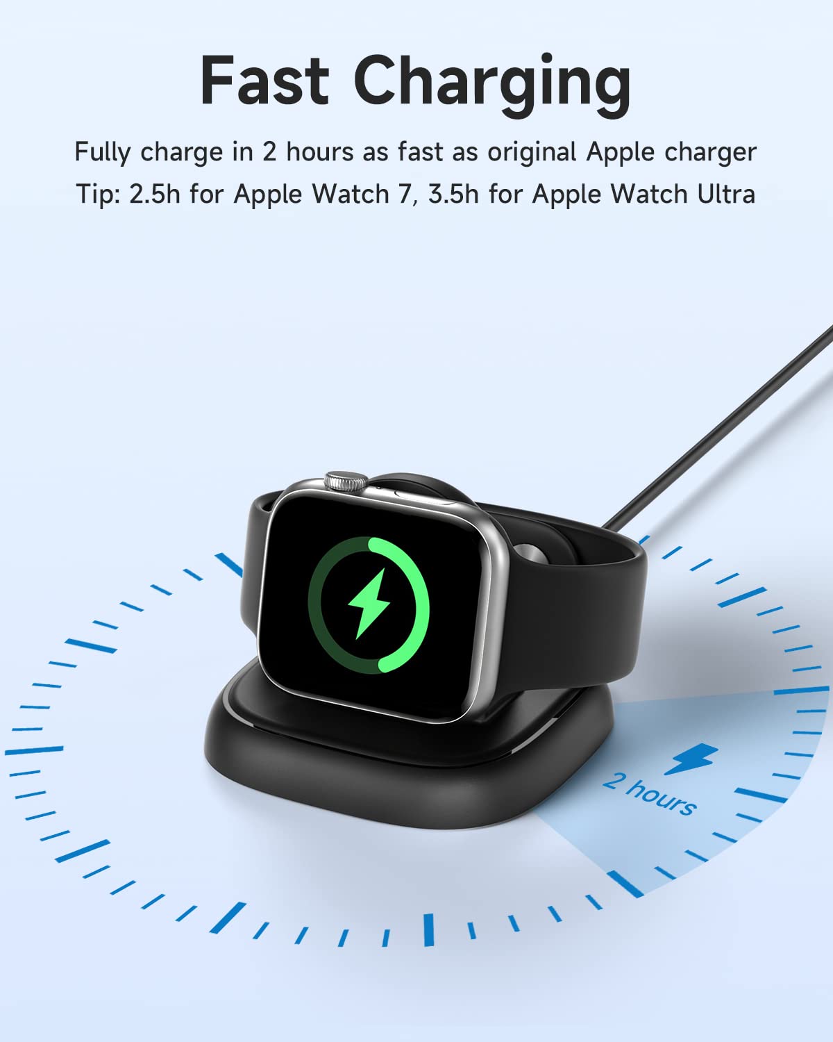 Newdery magnetic alignment ensures precise Apple Watch docking and charging