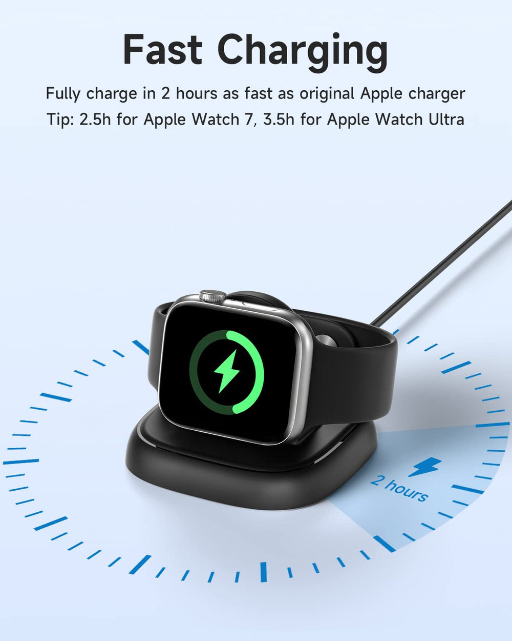 Newdery magnetic alignment ensures precise Apple Watch docking and charging