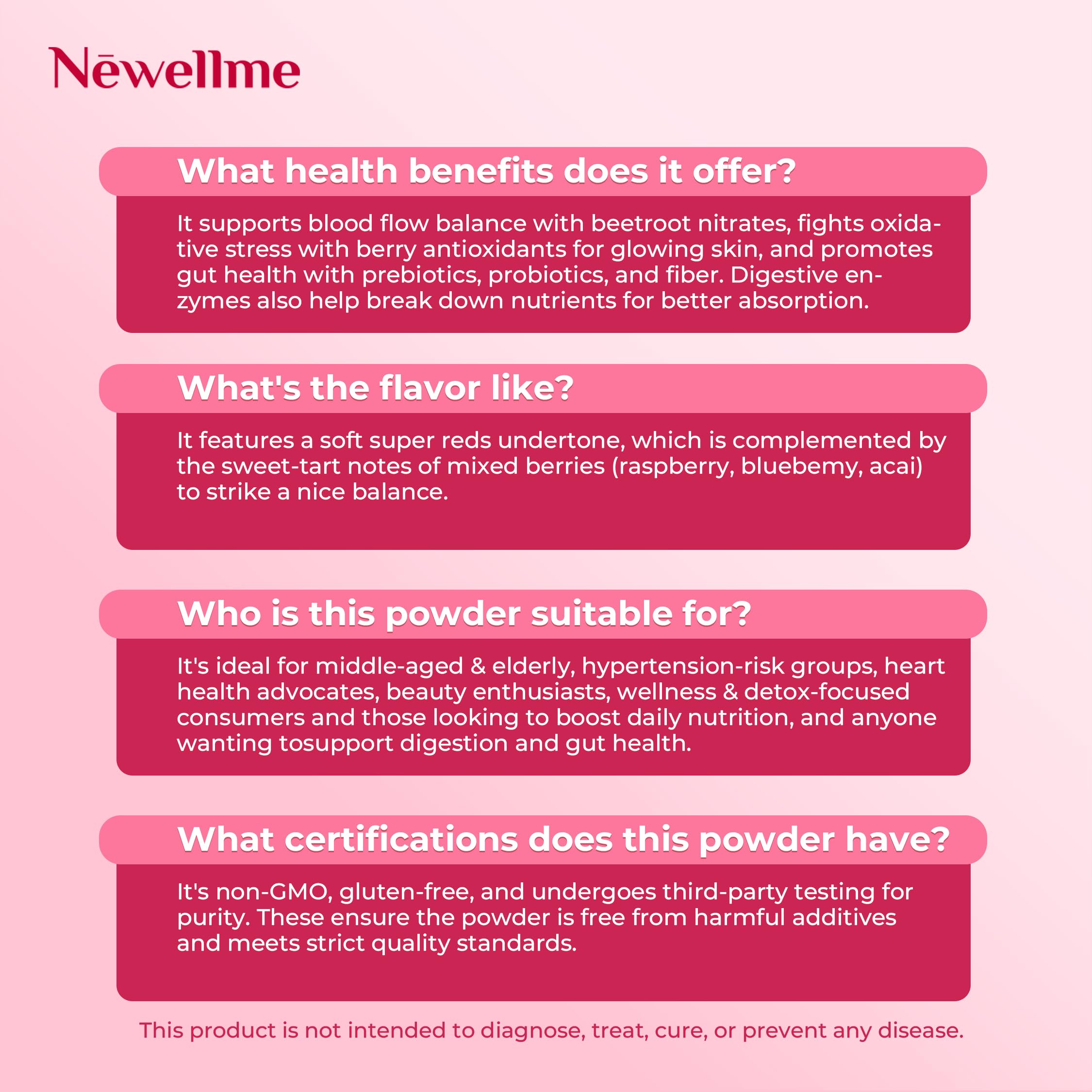 NEWELLME organic beet root powder close-up in a spoon.