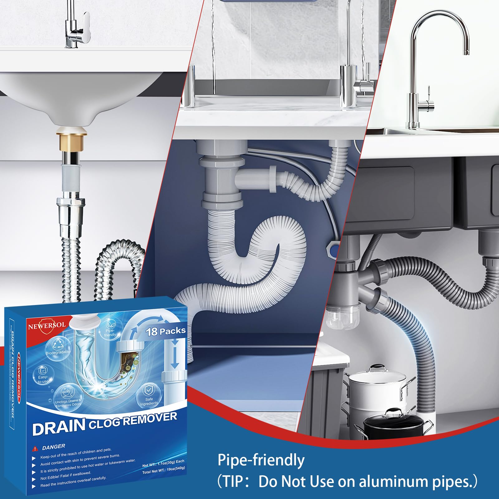 Newersol Drain Clog Remover for weekly maintenance to prevent blockages