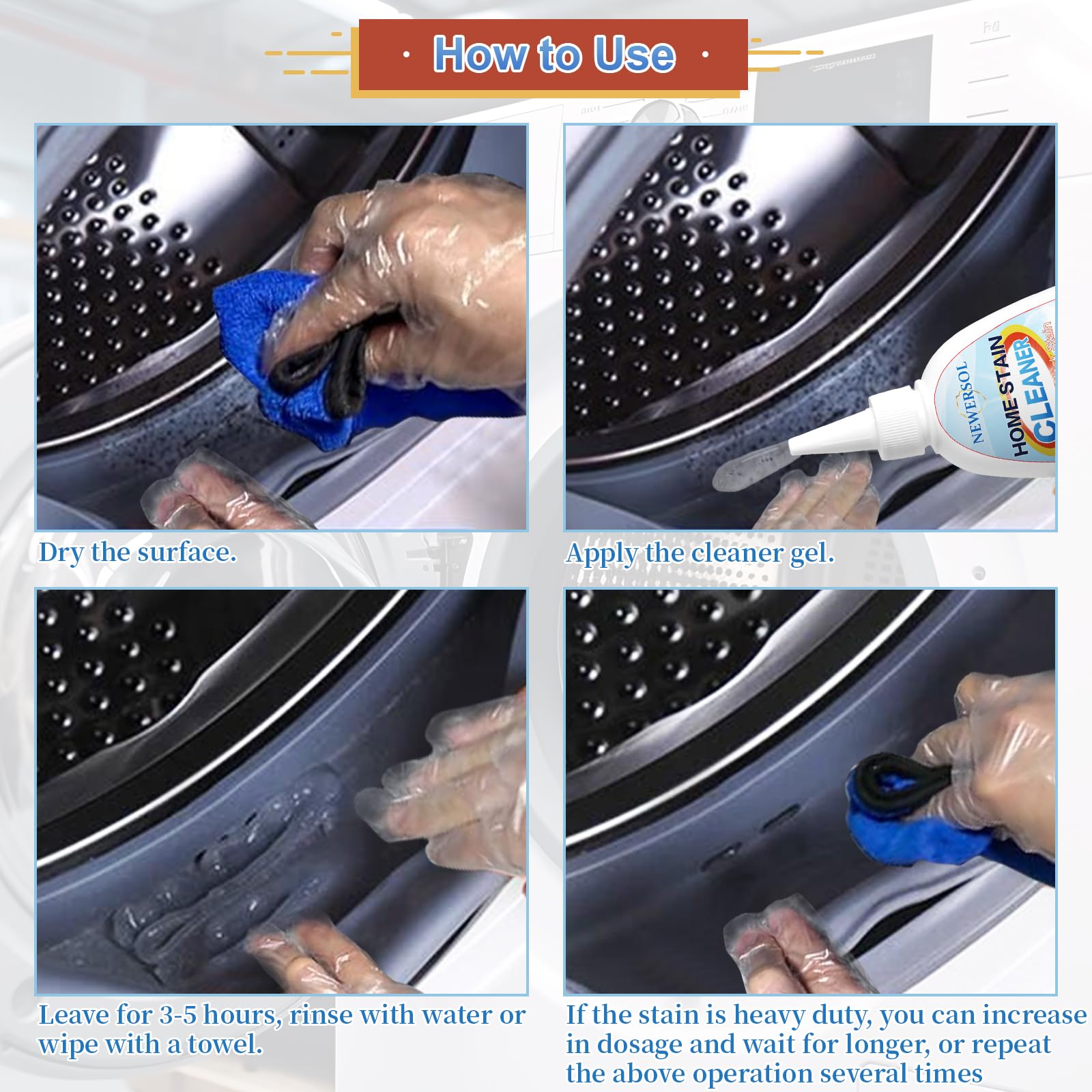 NEWERSOL Kitchen Sink Stain Remover Gel restores bright surfaces.