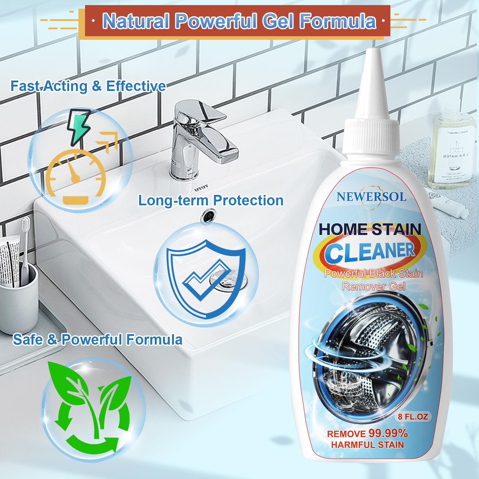 NEWERSOL Tiles and Surfaces Deep Clean Gel handles ceramic and silicone grout.