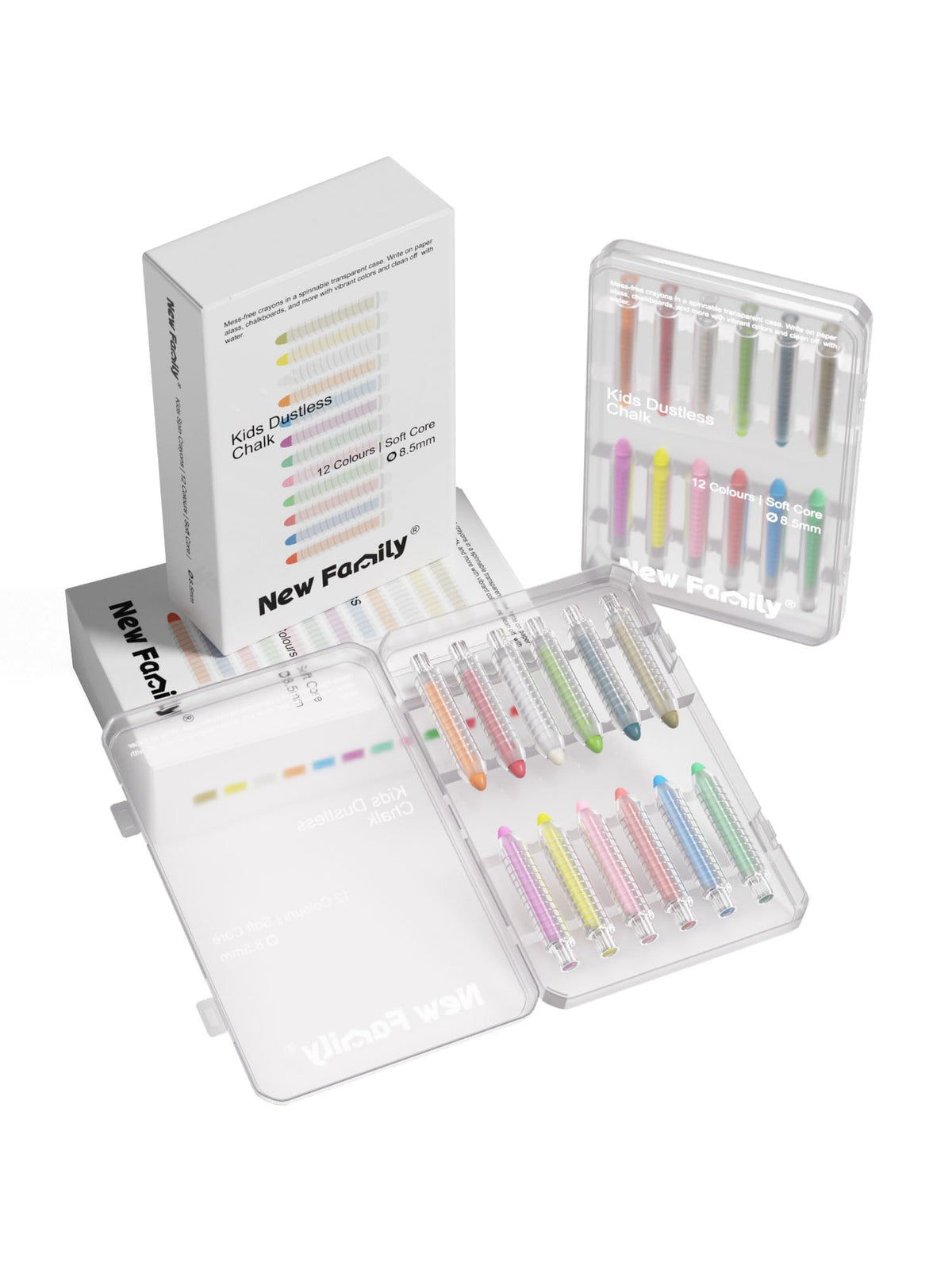 NewFamily Dustless Chalk 2-Pack with box and sticks for mess-free creativity