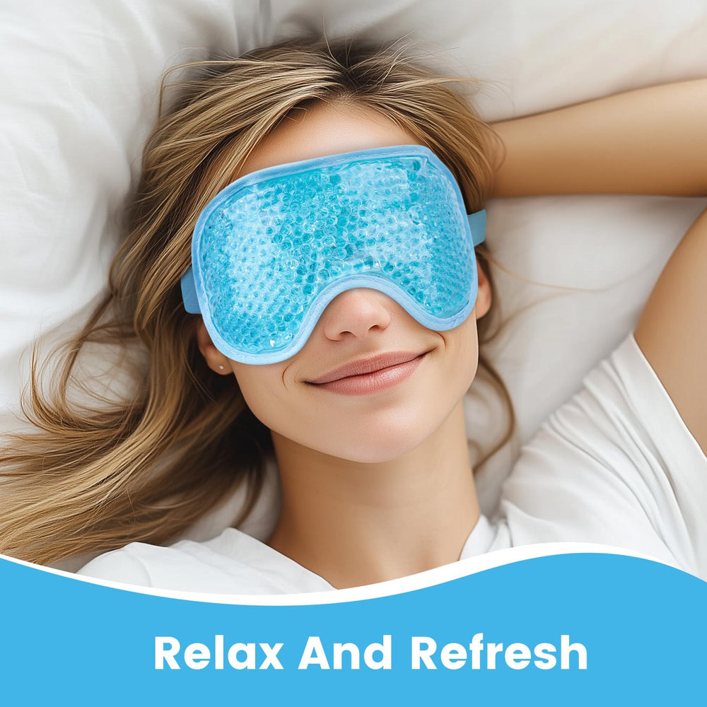 NEWGO cooling eye mask gel packs contour to the face for comfort.