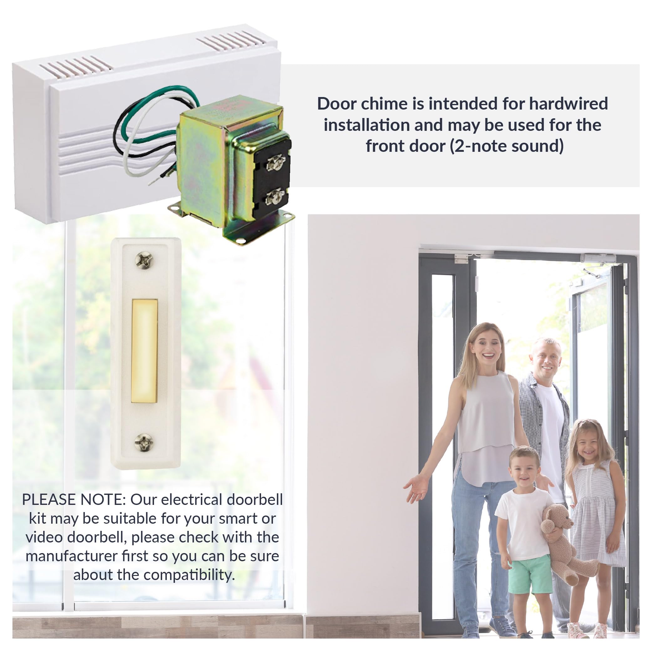 Newhouse Hardware button mounted on doorframe or exterior wall.