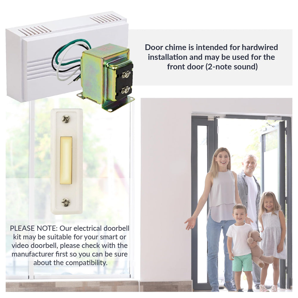 Newhouse Hardware button mounted on doorframe or exterior wall.