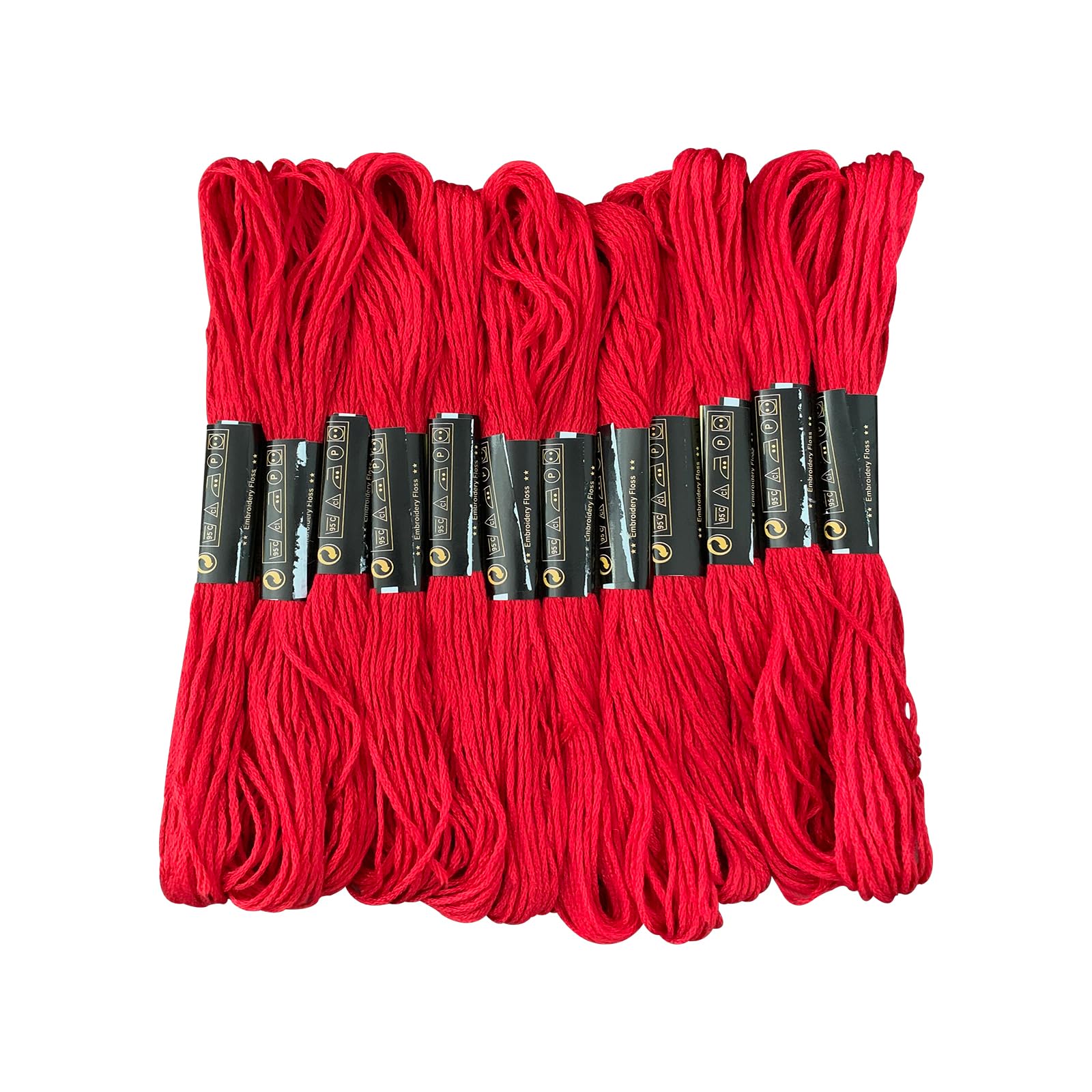 Newkita 12-skeins embroidery floss in red for vibrant cross stitch projects and bracelets