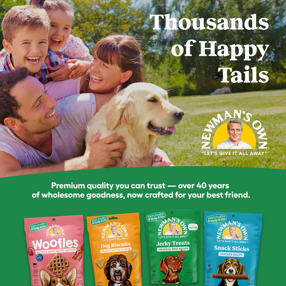 Newman's Own six-pack packaging for convenient dog snack purchases.