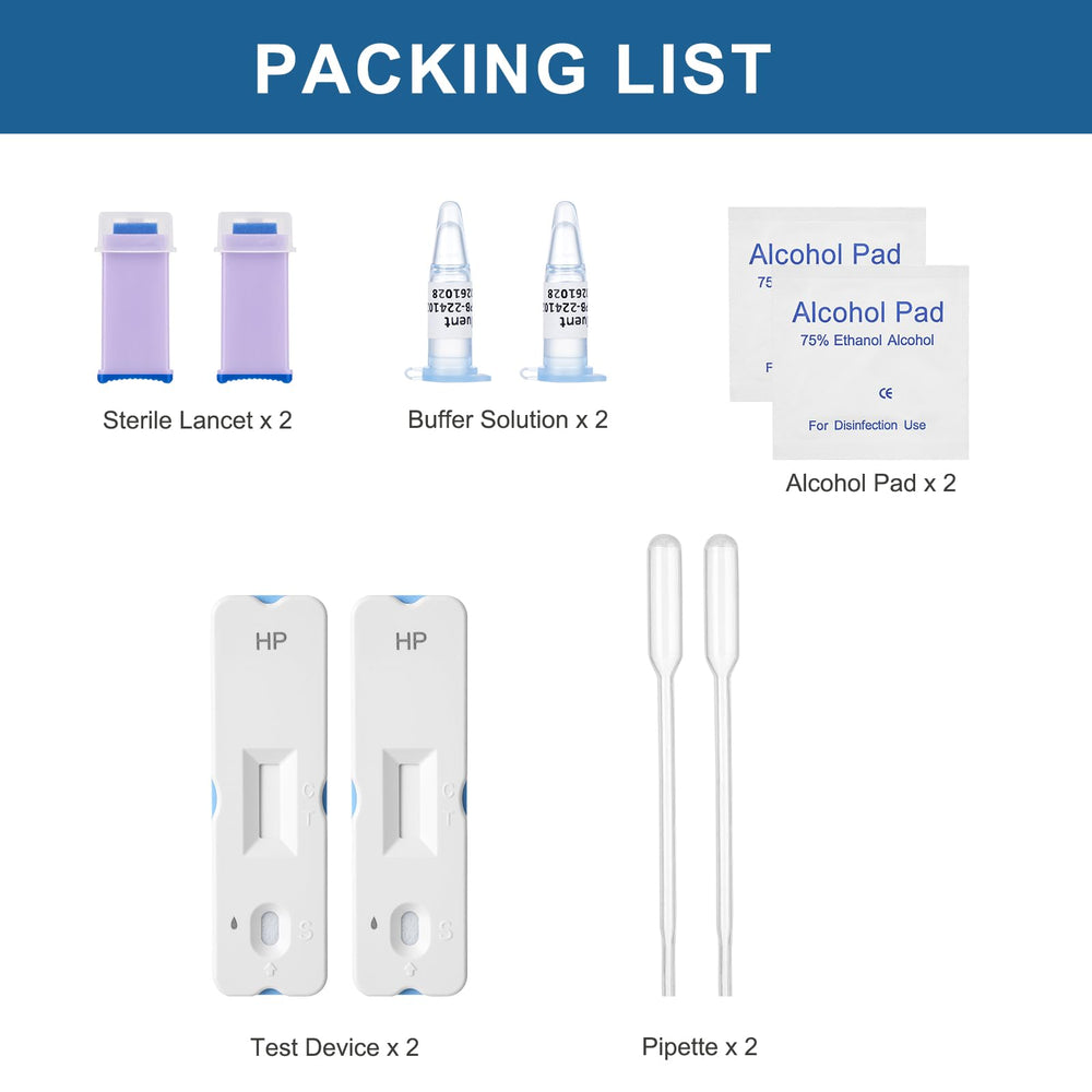 NewPos H Pylori test kit contents arranged for quick setup and testing