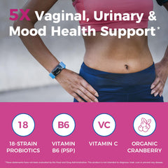 NewRhythm Organic Cranberry Extract on packaging emphasizing cranberry support for urinary balance.