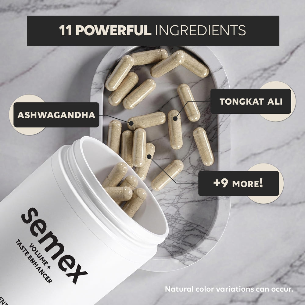 Newt SEMEX capsules with a glass, ready to take.