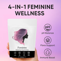 NEWUREHO Feminine Balance Gummies front bottle display highlighting convenient two-per-day serving