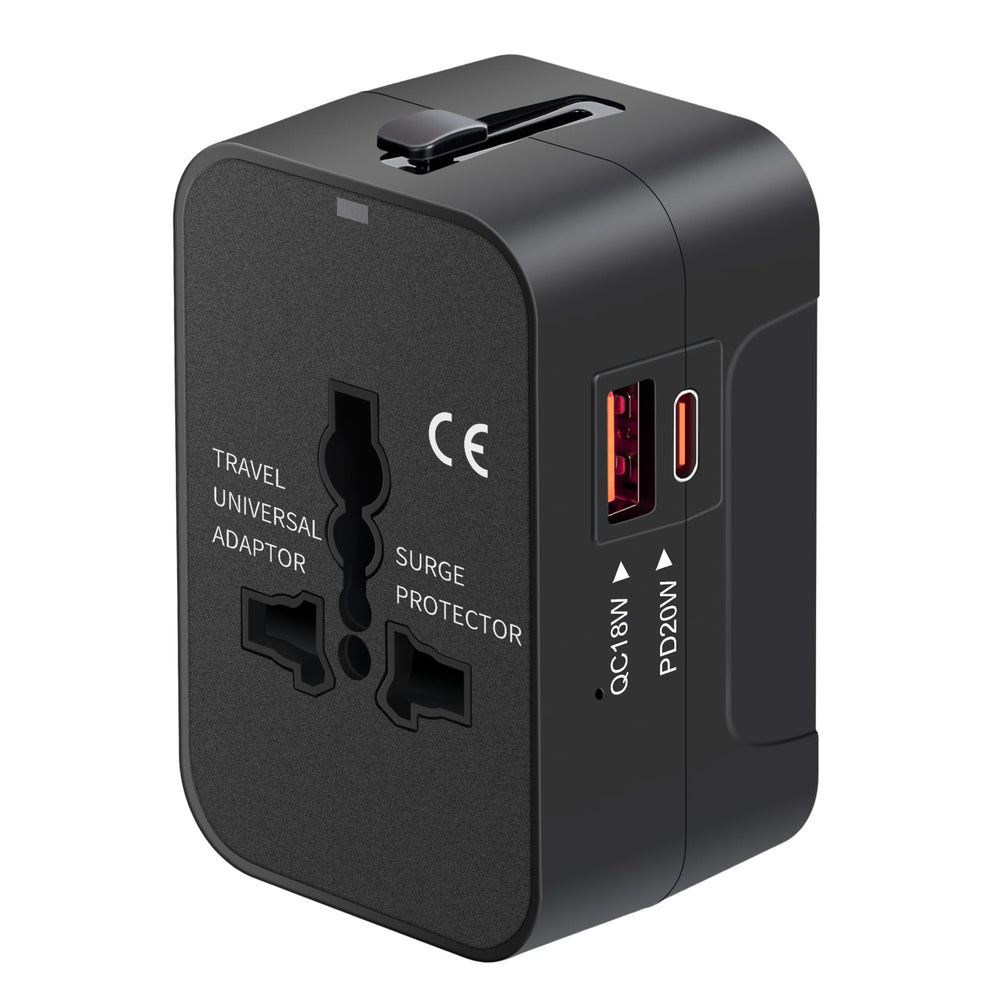 NEWVANGA travel adapter USB-C port enables fast on-the-go charging.