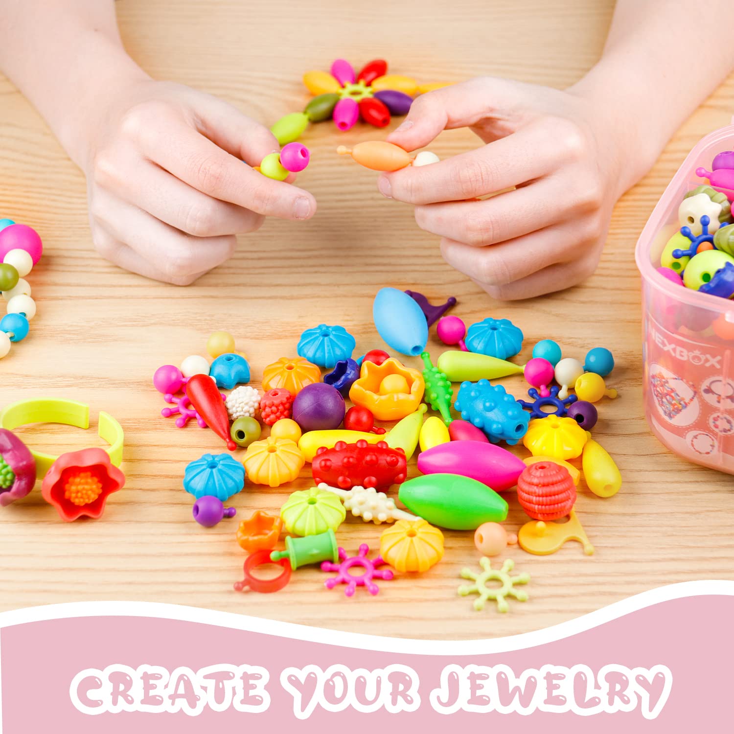 NEXBOX ring-design play shows creative customization and tactile bead interactions.