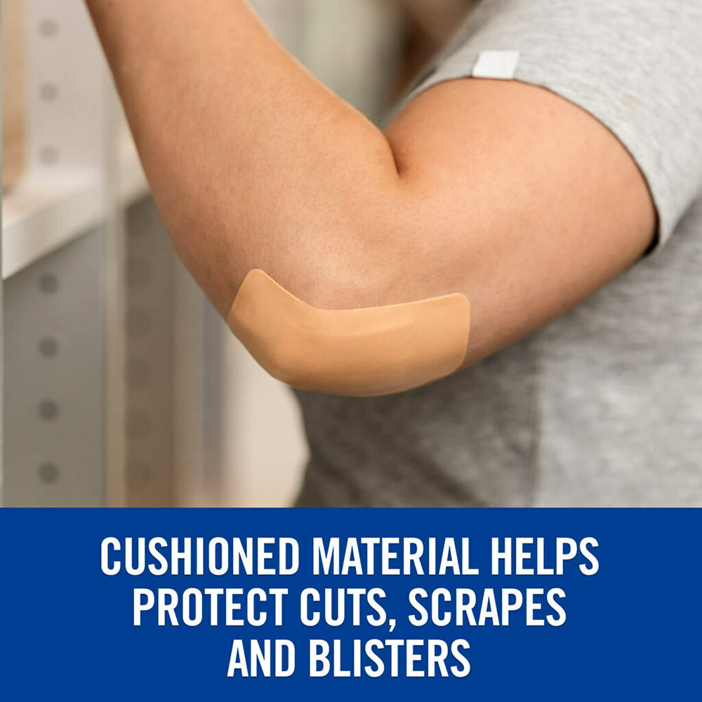 Nexcare cushioned pad protects scrapes and blisters during daily activities