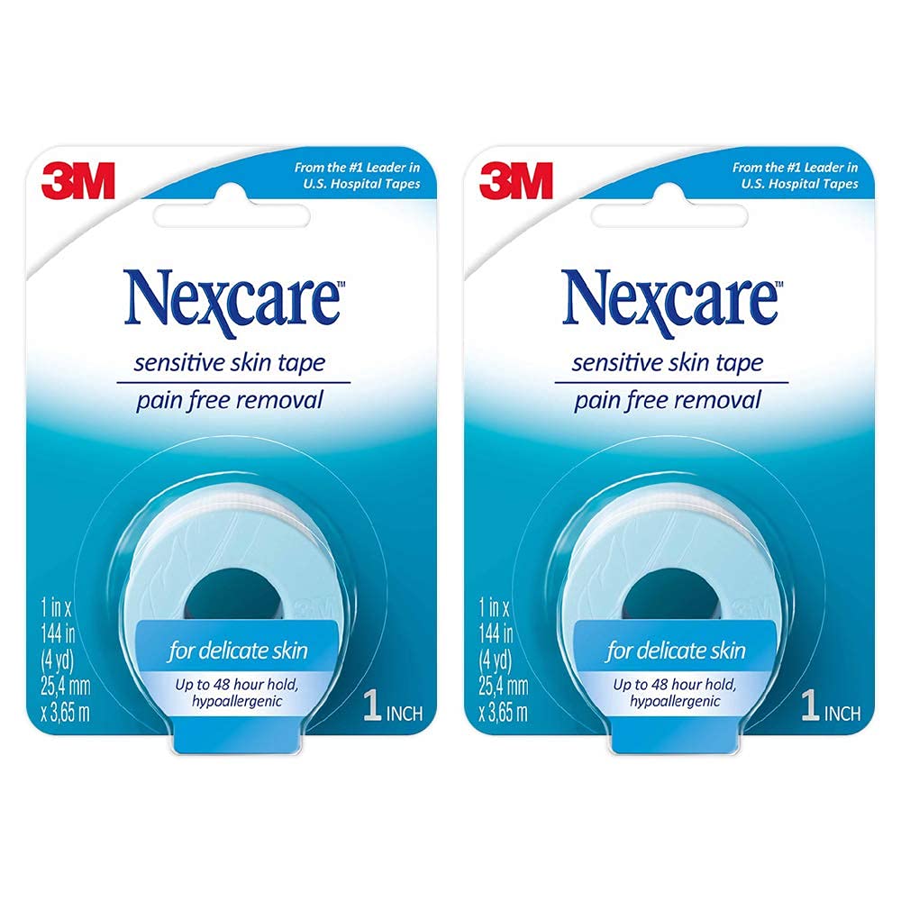 Nexcare Sensitive Skin Tape 1in x 4yds, gentle hold for delicate skin.