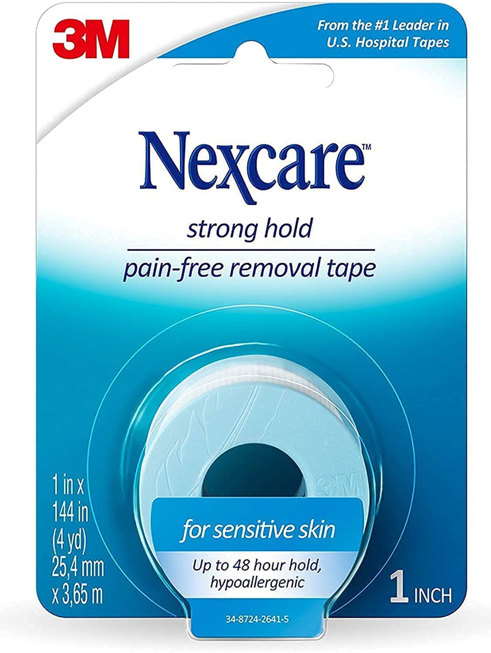 Compact 2-count package of Nexcare Sensitive Skin Tape.
