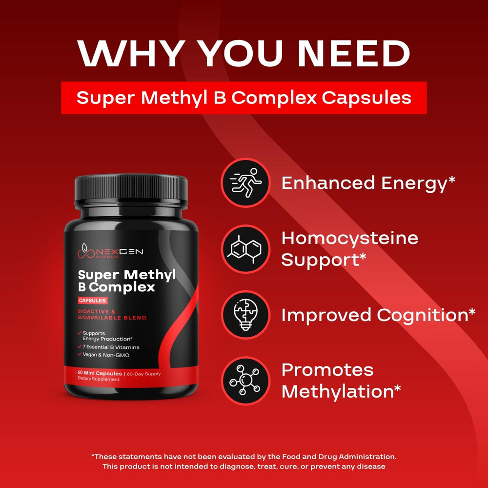NexGen Blends Methylated B Complex packaging box on display