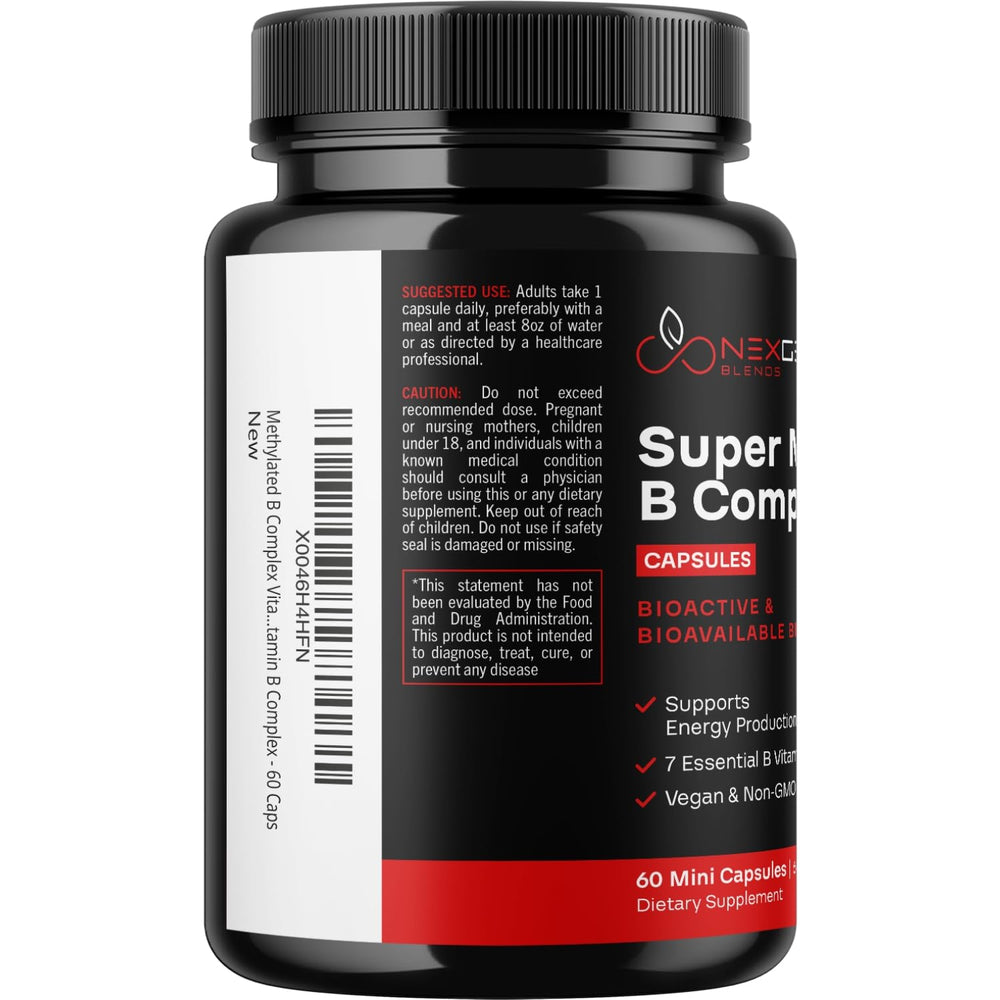 NexGen Blends Methylated B Complex product shot with soft lighting highlights quality