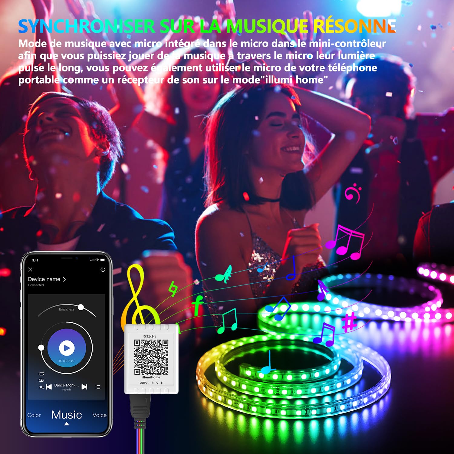 Nexillumi app-controlled LED strip for seamless smart lighting setup.