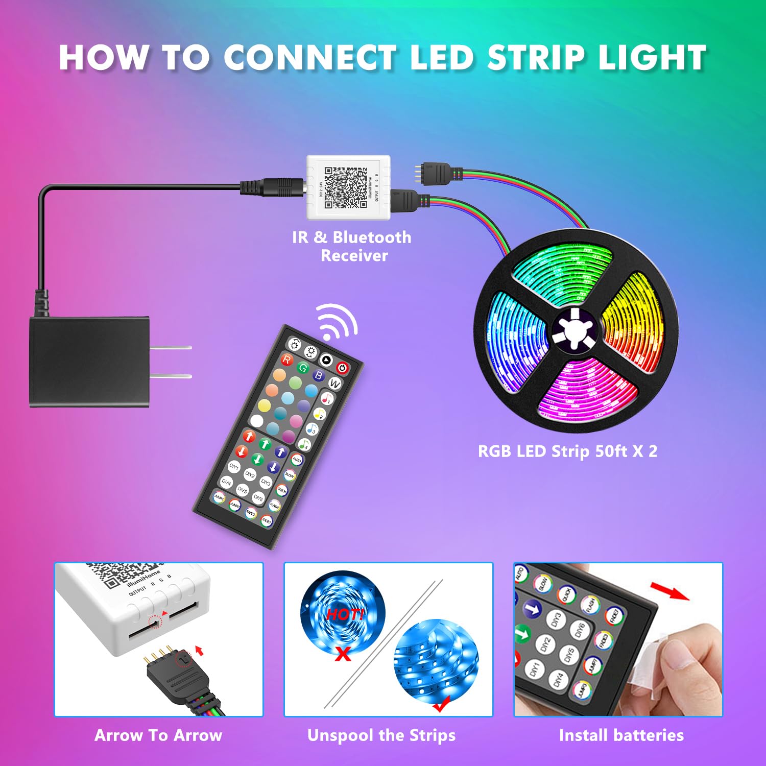 Nexillumi LED strip with built-in mic for reactive lighting effects.