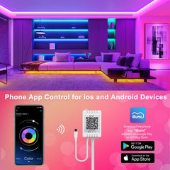 Nexillumi LED strip with remote control for quick lighting adjustments.