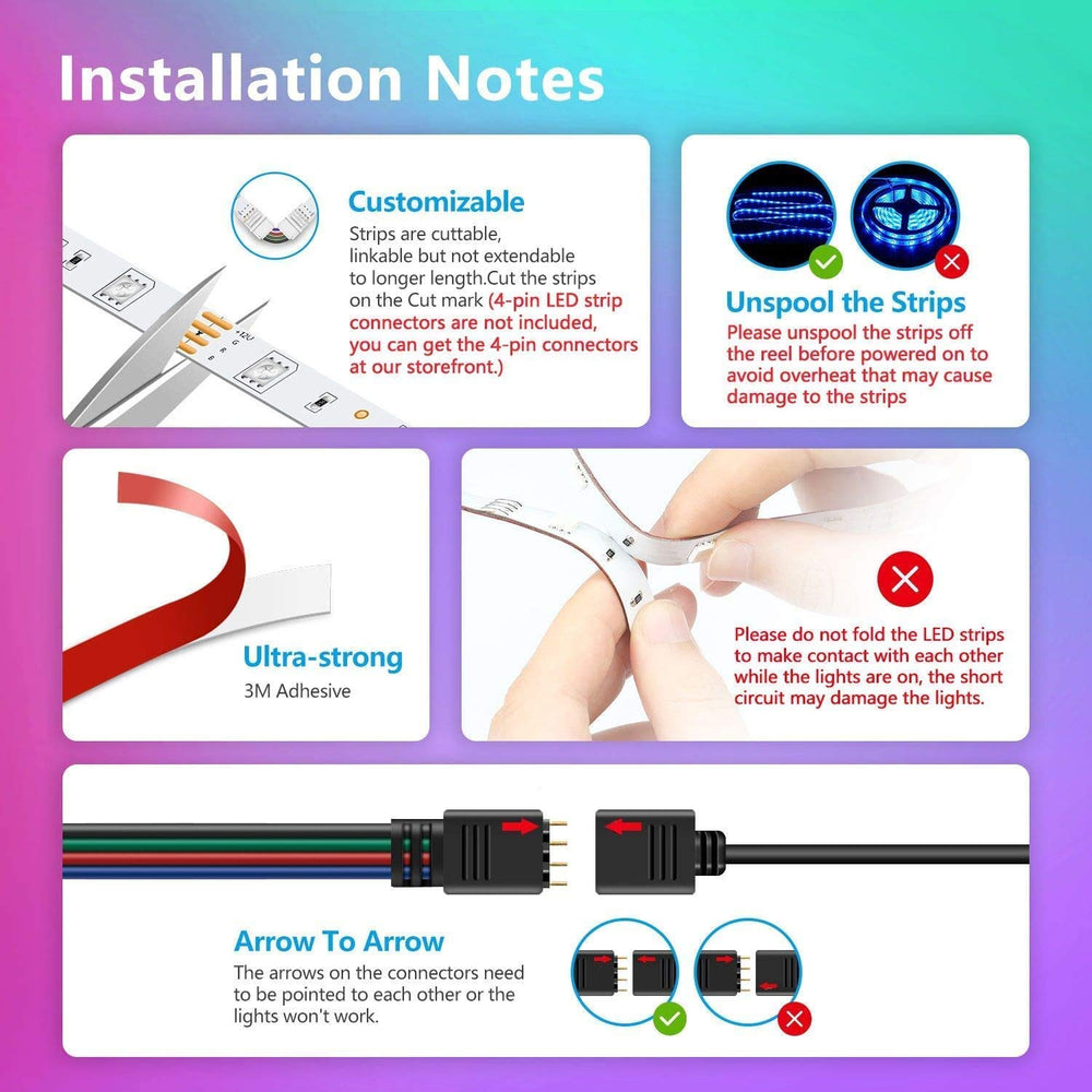 Nexillumi LED strip installation using upgraded adhesive tape for secure mounting.