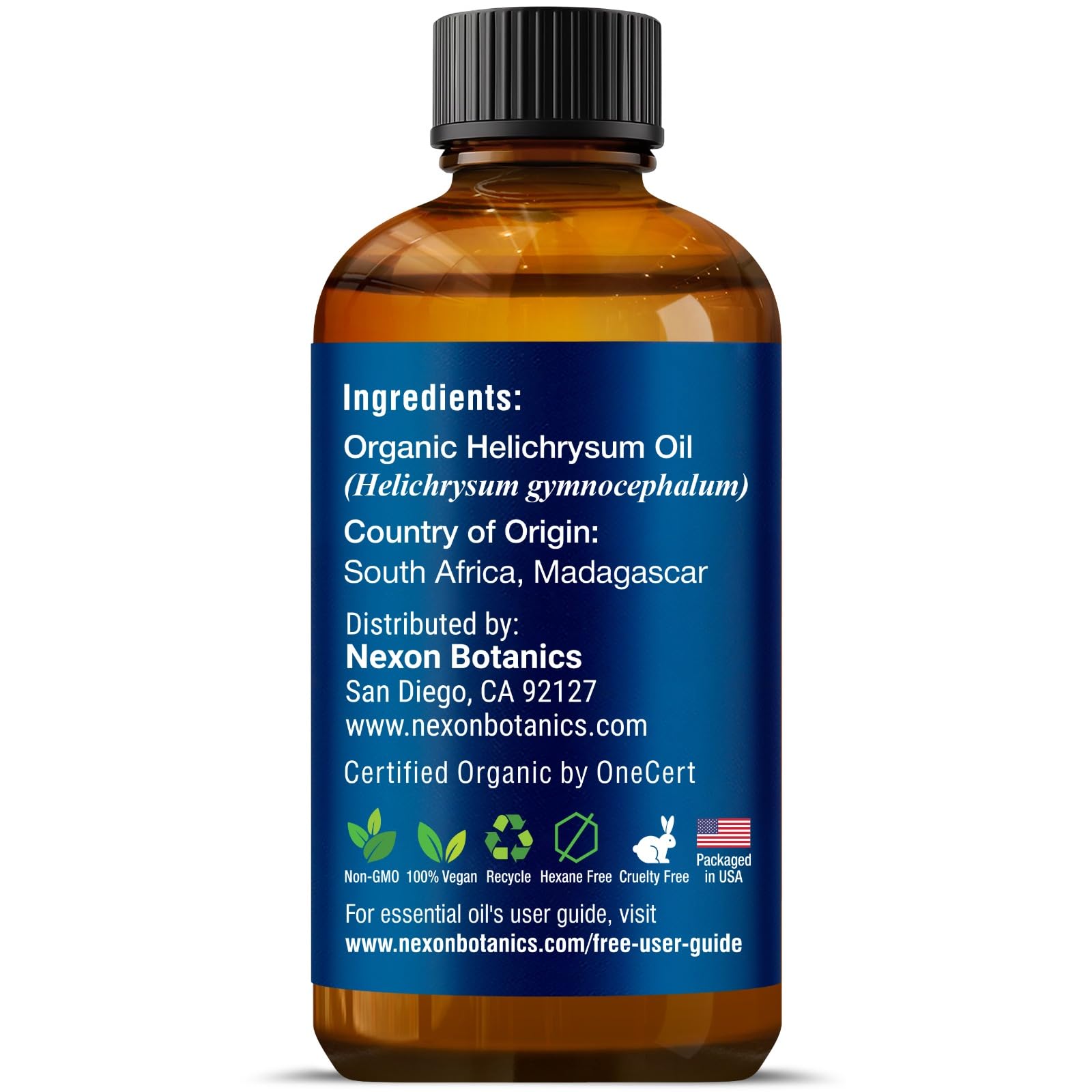 Nexon Botanics Helichrysum oil packaging suited for gifting and shelves