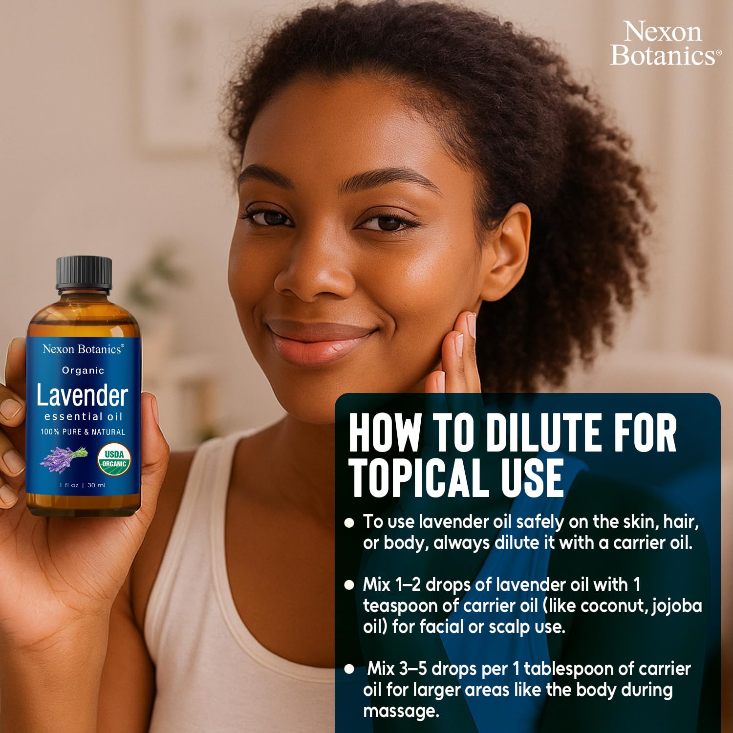 Nexon Botanics lavender oil ideal for bath time relaxation and spa-like rituals