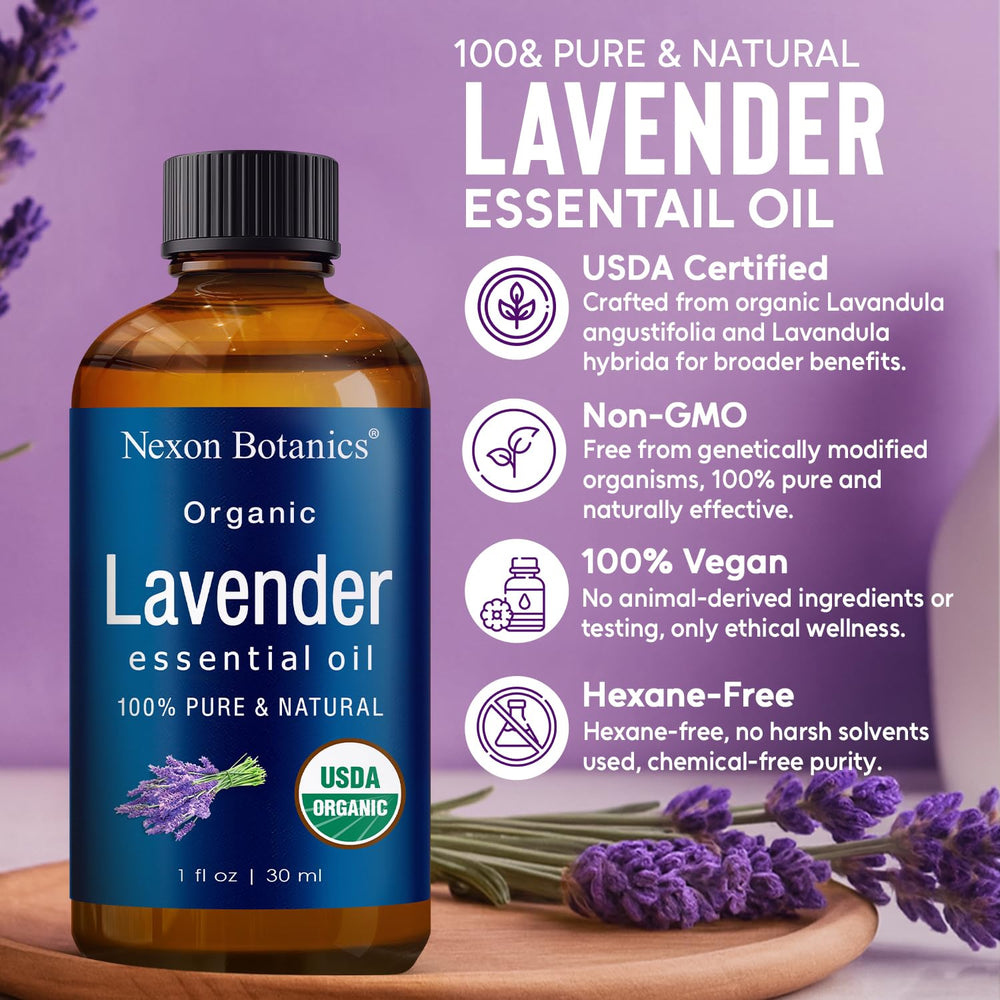 Nexon Botanics lavender oil ready for diffuser use to create a calming ambiance