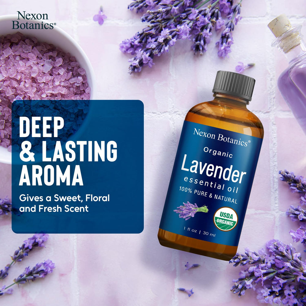 Nexon Botanics lavender oil hexane-free label emphasizing purity