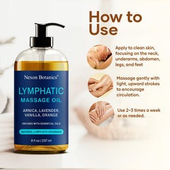 Nexon Botanics lymphatic drainage oil leg massage supports calm muscles and circulation