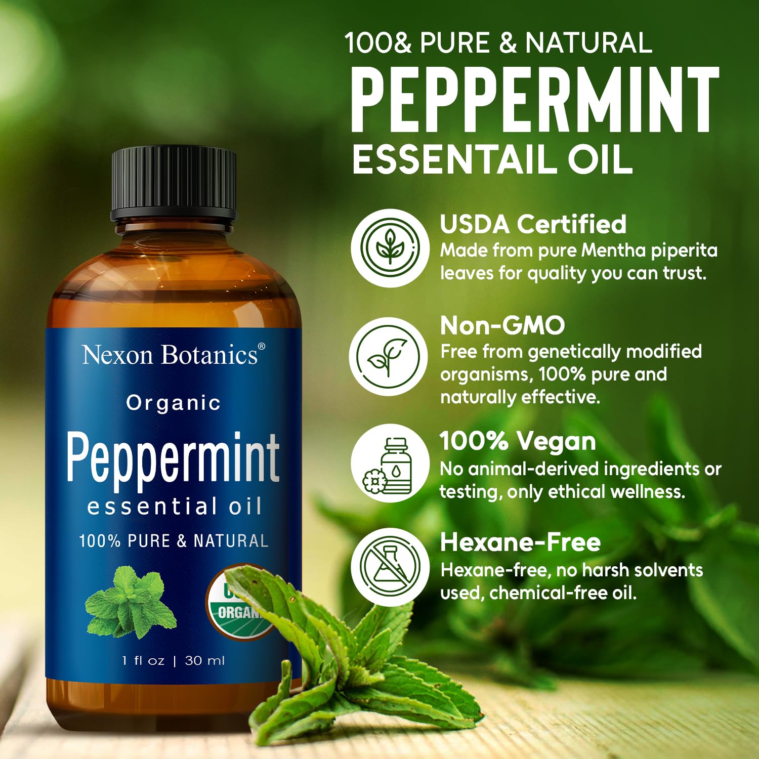 Peppermint oil used in candle making for minty fragrance from Nexon Botanics