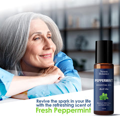 Nexon Botanics Peppermint roll-on application showing easy, precise use