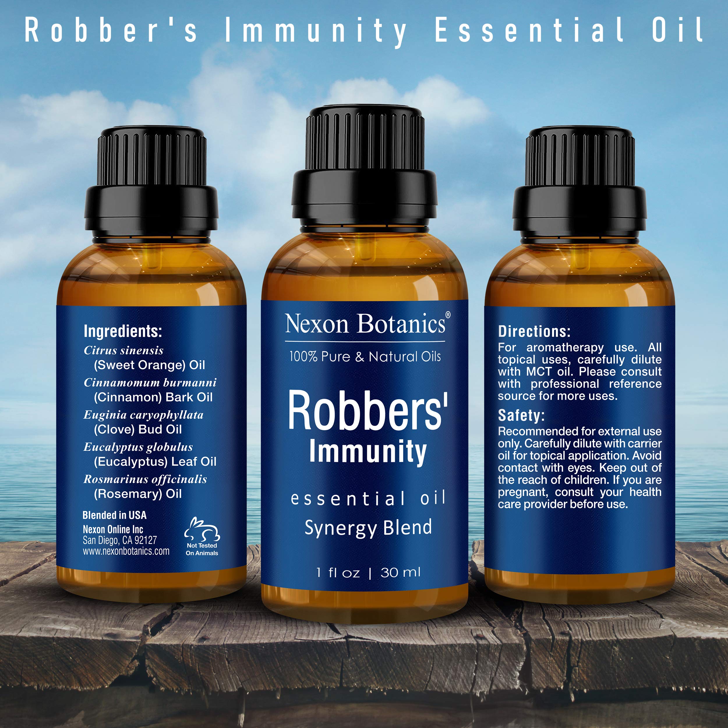 Nexon Botanics Robbers' Immunity cinnamon-clove scent note captured in a bottle shot.
