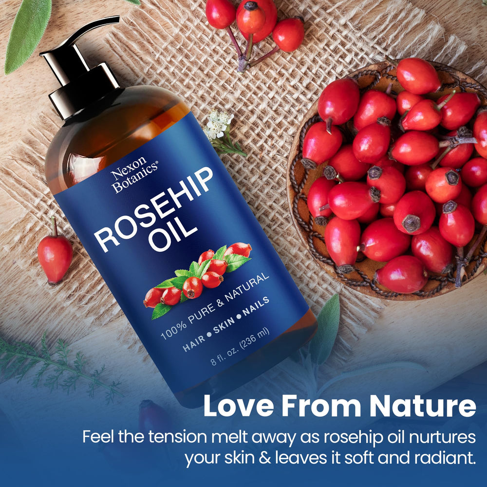 Nexon Botanics Rosehip Oil massaged on the face for gentle moisture.