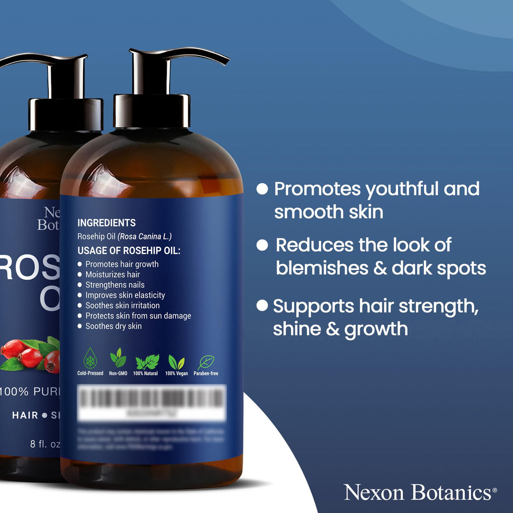 Nexon Botanics Rosehip Oil used in a gua sha routine on clean skin.