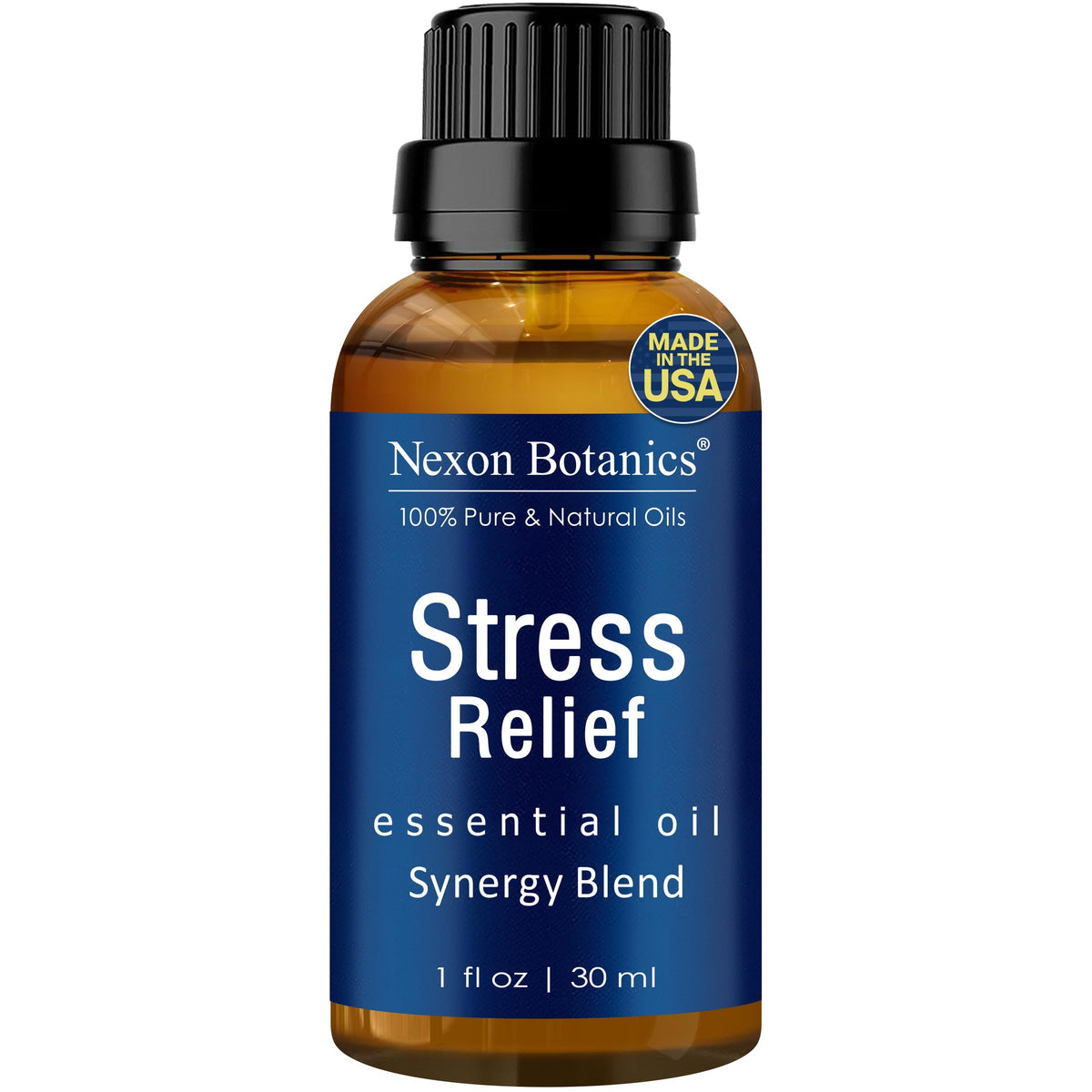 Nexon Botanics Stress Relief bottle ready for diffusion to create a calm mood