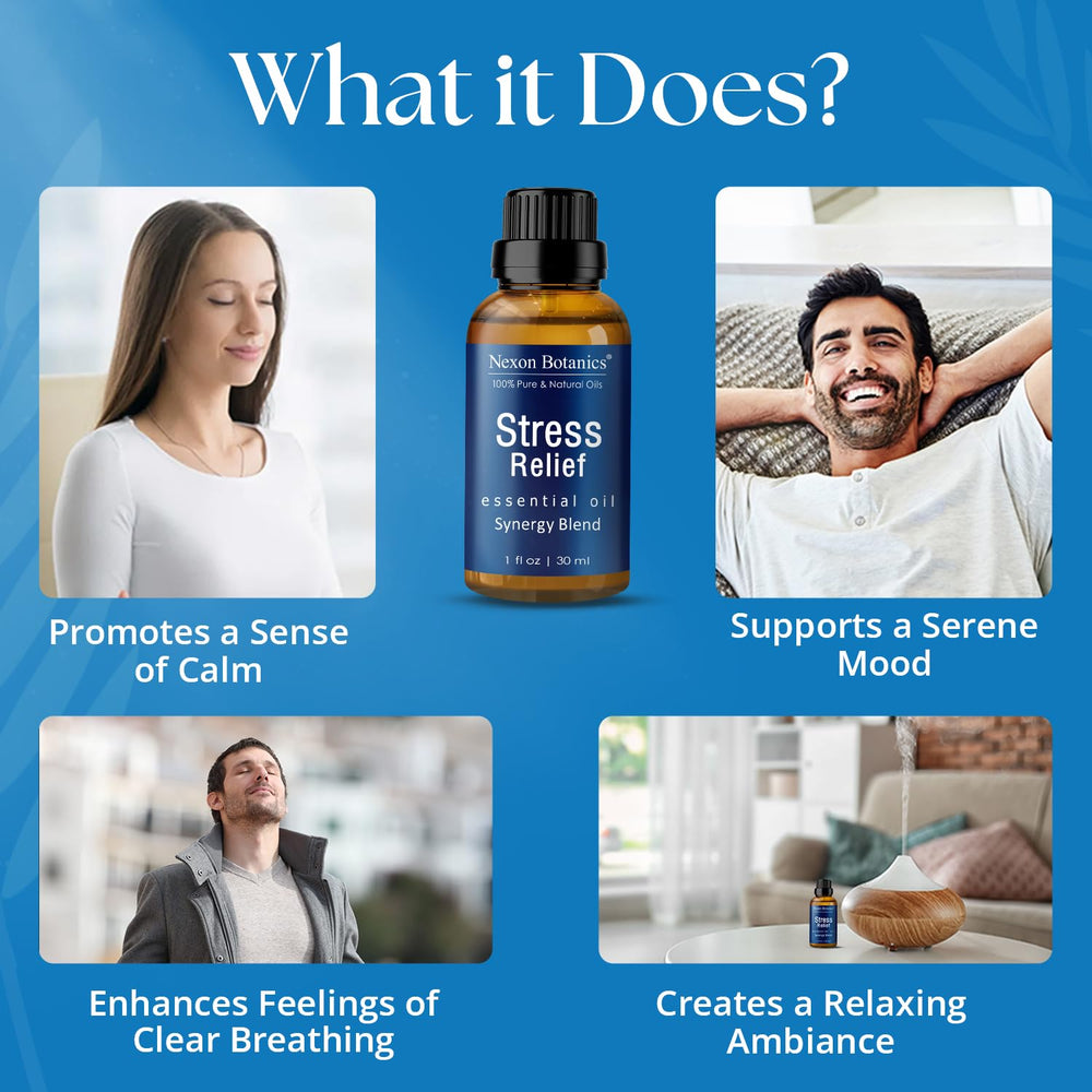 Nexon Botanics Stress Relief diffuser mist filling a room with serenity