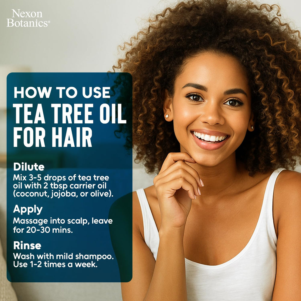 Nexon Botanics Tea Tree Oil diffuser scene highlights bright, refreshing aroma