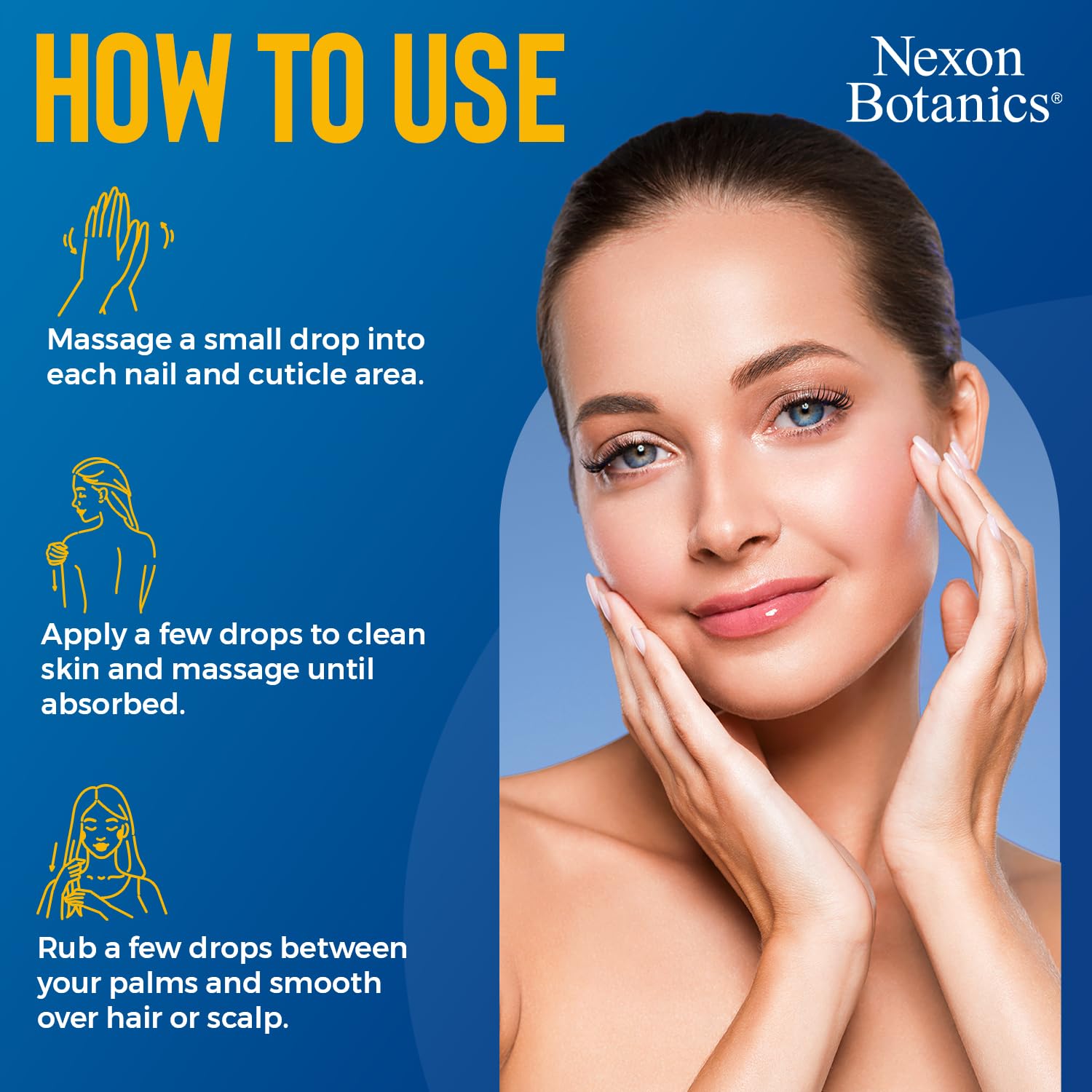 Nexon Botanics Vitamin E oil drop on skin showing hydrator use