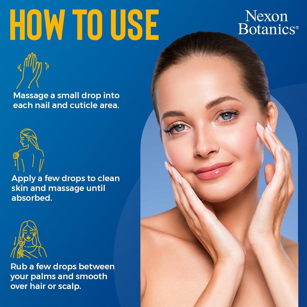 Nexon Botanics Vitamin E oil drop on skin showing hydrator use