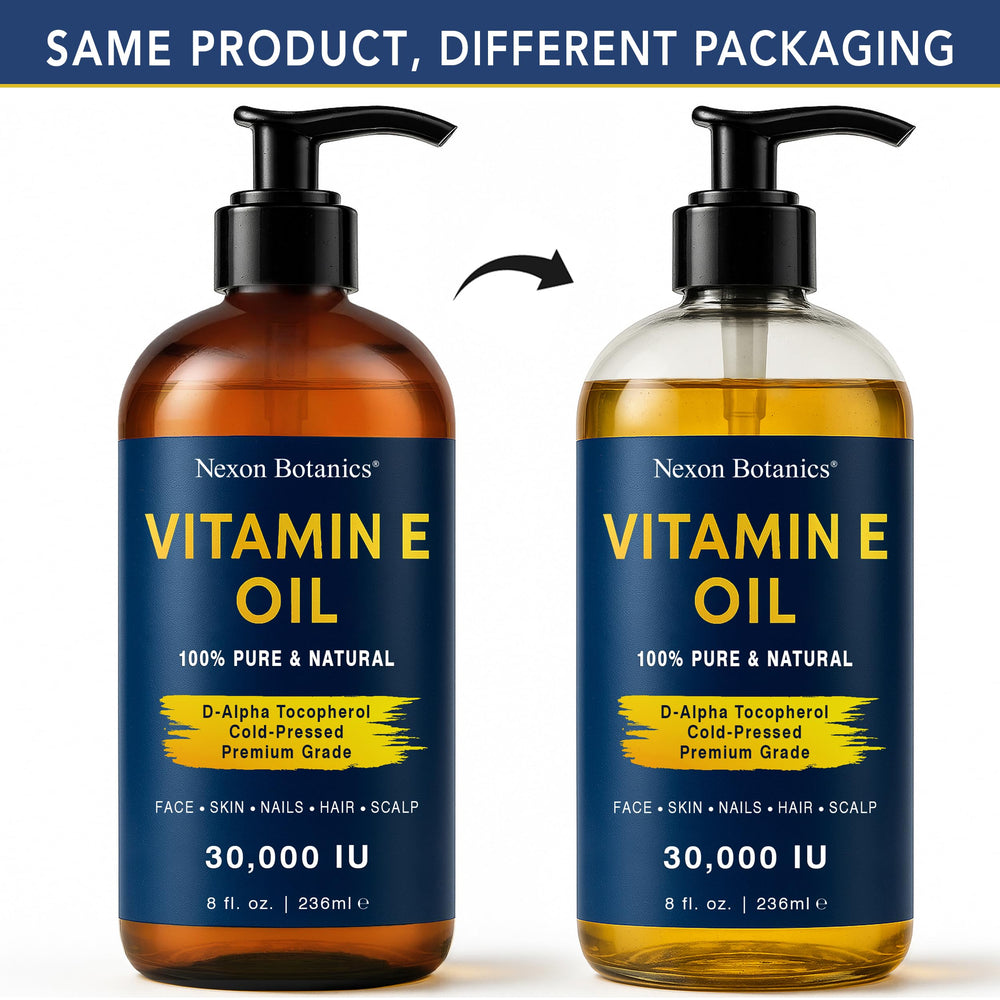 Nexon Botanics Vitamin E oil pour demonstrates easy application