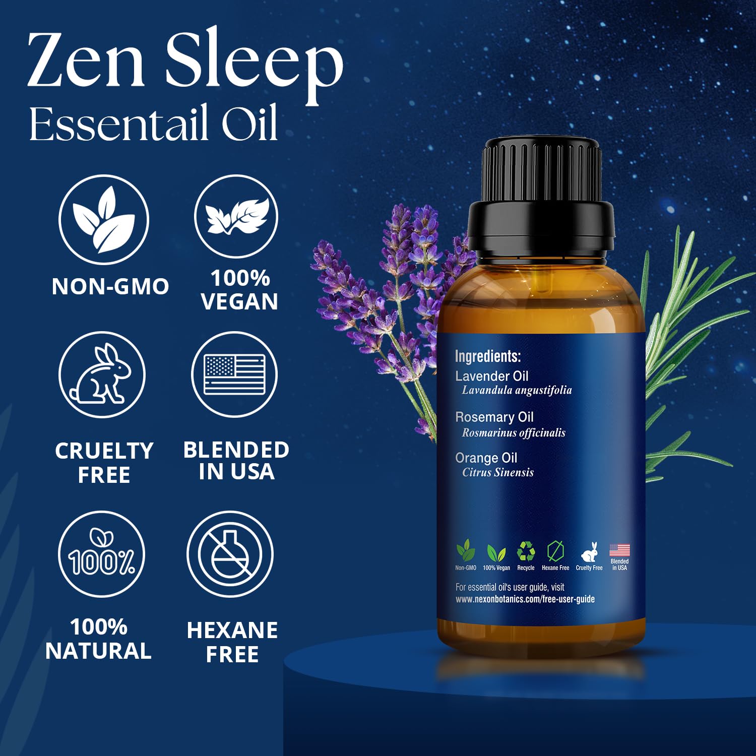 Nexon Botanics Zen Sleep bath-drops used in a relaxing soak.