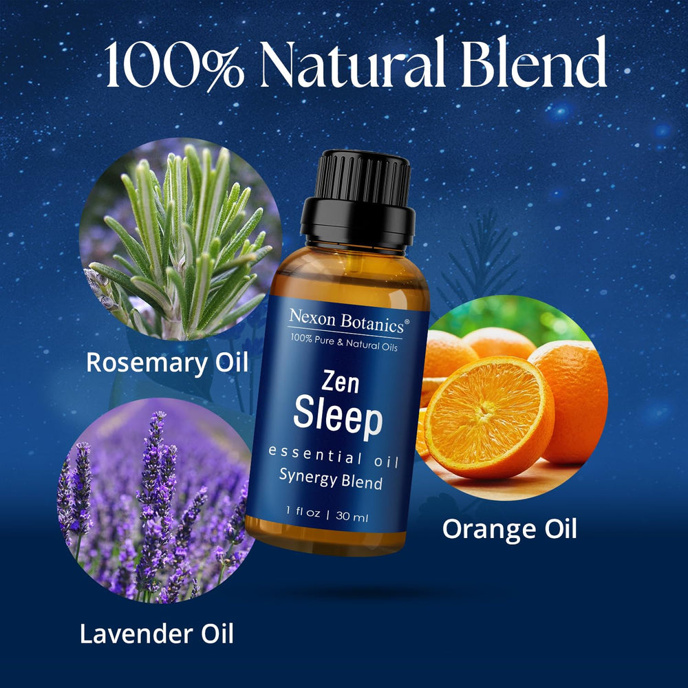 Nexon Botanics Zen Sleep travel-size bottle for calm journeys.