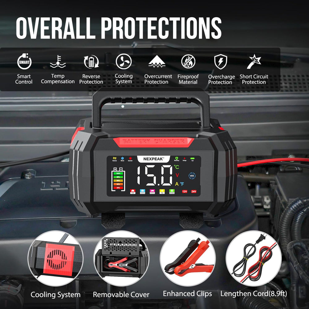 NEXPEAK battery charger pulse repair detects sulfation for revived performance