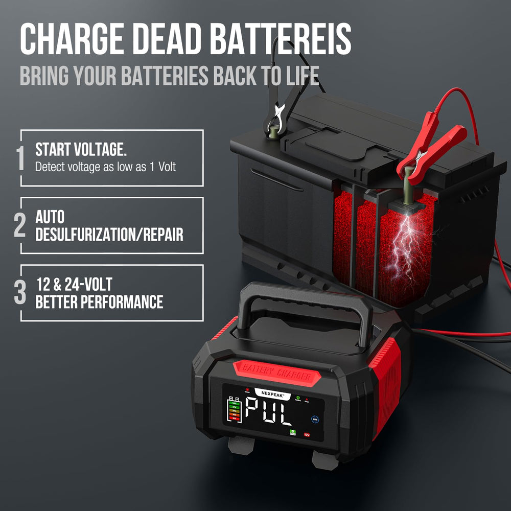 NEXPEAK battery charger trickle mode auto-switches to float charging