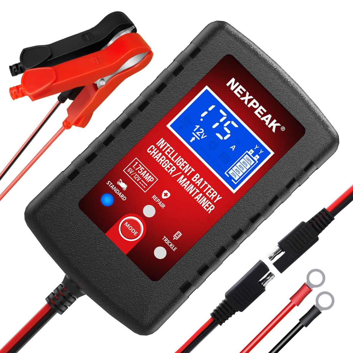 NEXPEAK compact 4-in-1 charger for cars and motorcycles enables versatile battery care