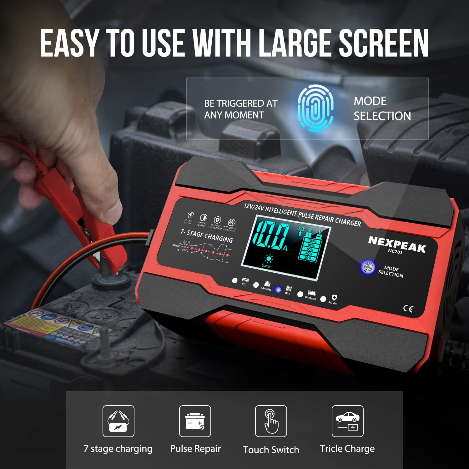 NEXPEAK NC201 temp compensation adjusts charging for hot and cold conditions.