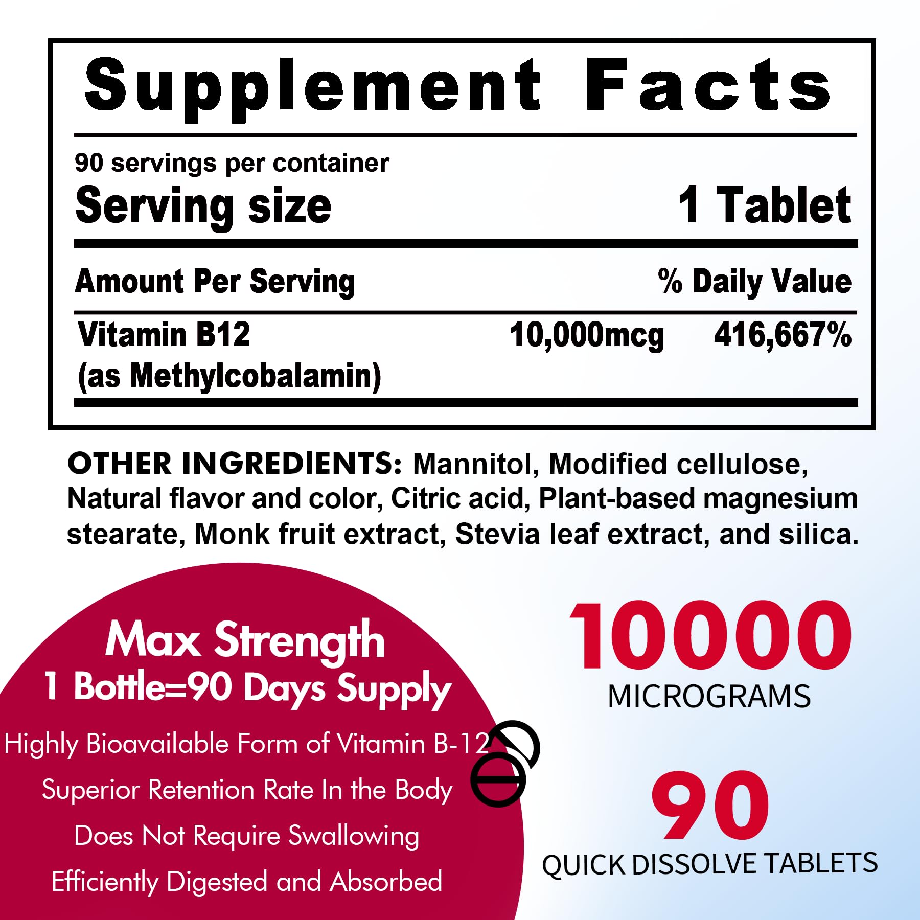 Nextdia B12 sublingual tablets dissolving under the tongue for fast absorption.